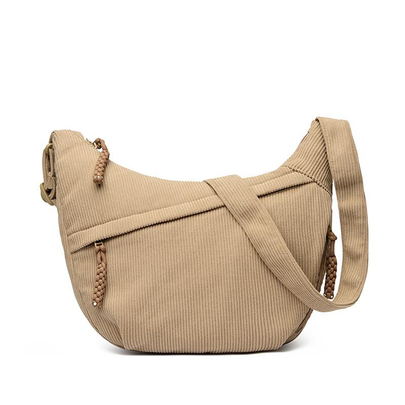 Japanse Stijl Corduroy Crossbody Tas voor Dames Grote Capaciteit Meerdere Vakken Hobo Schoudertas voor Dagelijks Gebruik