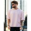 Fashion Men Fitness Short Sleeve Loose-Fitting Casual round-Neck Stripes Plus Size T-shirt Heavy Weight Breathable Fashion Muscle Half Sleeve