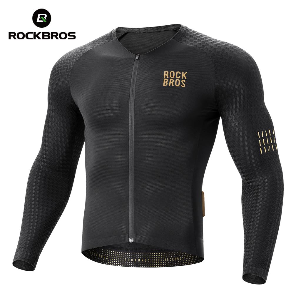 ROCKBROS Radtrikot Frühling Herbst Leicht Hohe Elastizität Langarm Fahrradtrikot Feuchtigkeitstransportierend Atmungsaktiv MTB Bike Trikot