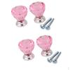 4Pieces Single Hole Glass Cabinet Door Drawer Pull Handle Knob Pink For Furniture Drawers