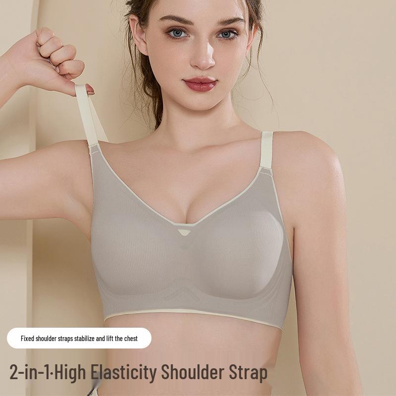 Seamless Underwear Women's Gathered Thin Cup Bra Without Underwire, Comfortable for Young Students