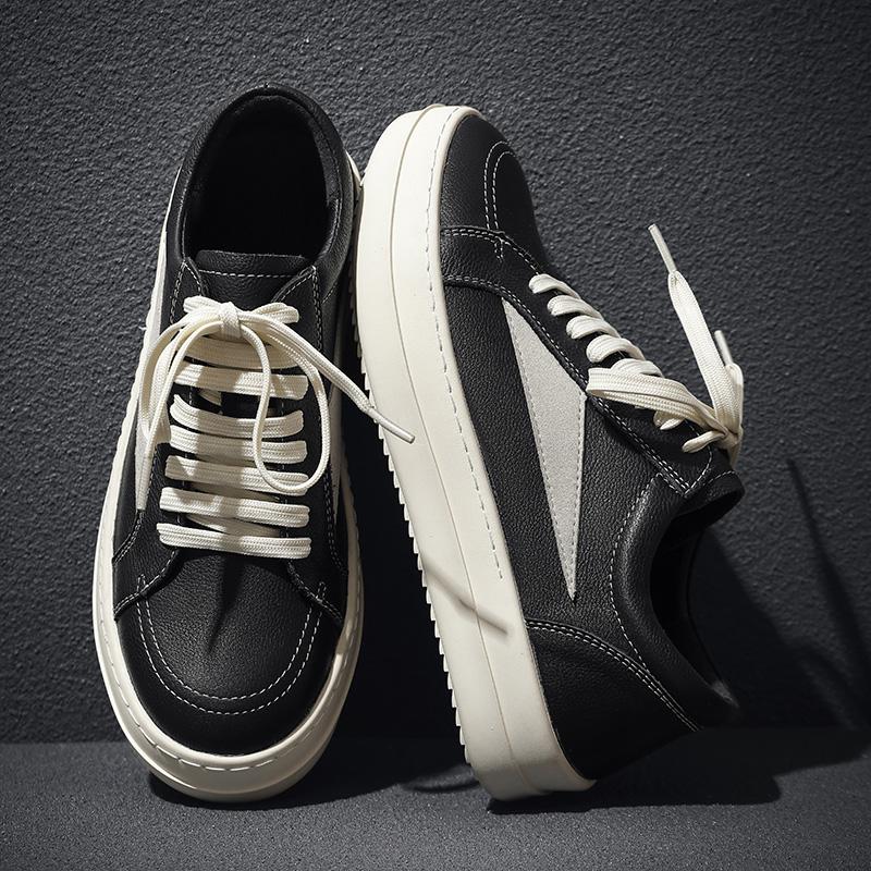 Fashion New Mens Casual Shoes High Quality Genuine Leather Luxury Shoes Comfort Outdoor Lace-Up Sneakers Non-Slip Tennis Running Shoe