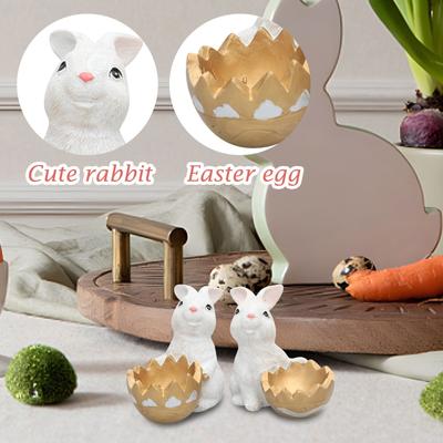 2 Stück Miniatur Häschen Deko Figur Ostern Karotten Figuren Häschen Miniaturen Figuren Harz Häschen Tiere Modell Garten Miniatur