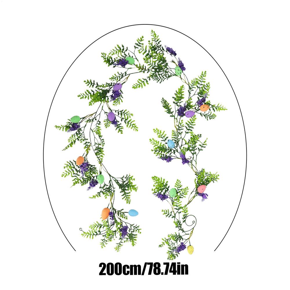 Easter Garland Decor Spring Ornament Holiday Decorations Rustic Artificial Easter Eggs Garland For Home Indoor Wall Fireplace