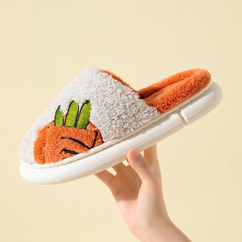 Cotton slippers women's winter home household indoor warm and fleece cold-proof thick-soled hair slippers men