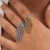 European-American Stainless Steel Beaded Tassel Open Ring - Elegant High-End Fashion Finger Jewelry