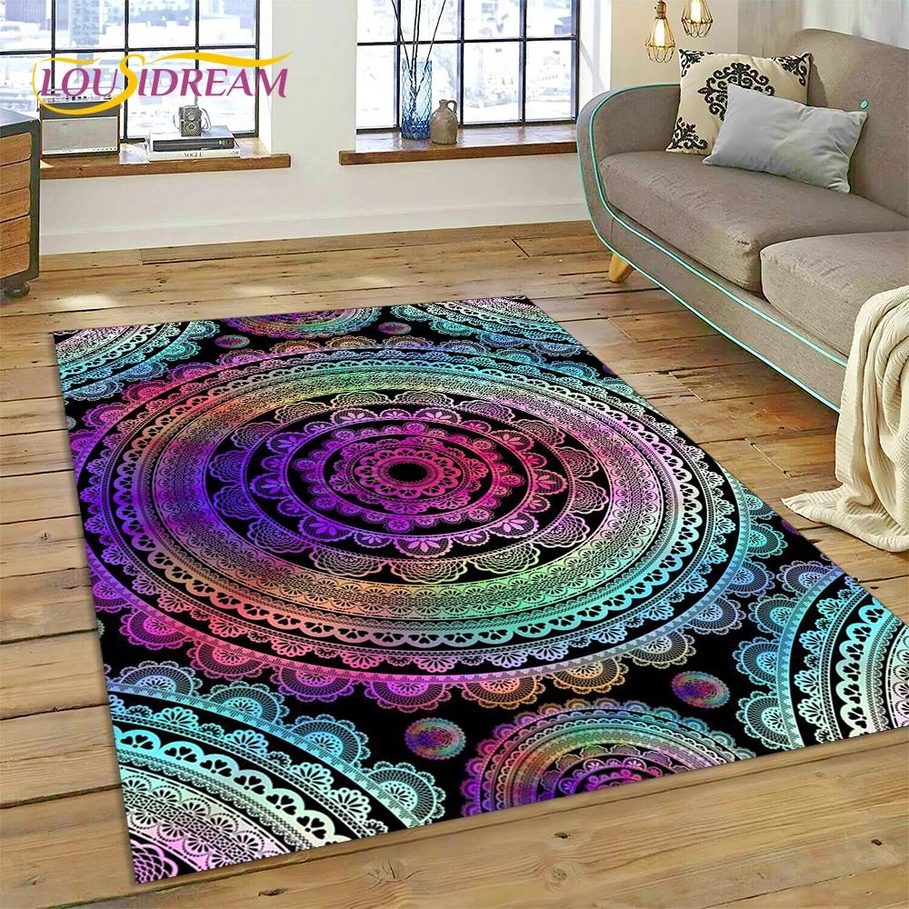 Meditasyon Mandala Bohem Doğa Ruhu Yoga Halısı Ev Oturma Odası Yatak Odası Kanepe Kapı Paspası Dekor İçin Alan Halısı Kaymaz Mat