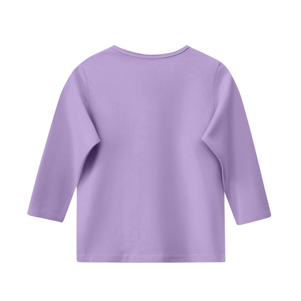 Children's 3/4 Sleeve Tops Casual Print T Shirt Round Neck Pullover Blouse