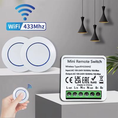 Smart Switch 16A RF Relay Controller 433MHz Wireless Remote Control Mini Round Button Wall Panel Switch for Smart Home DIY Devices