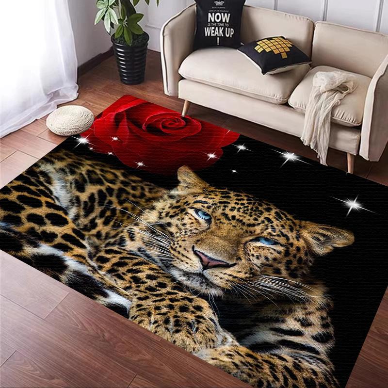 Rose leopard print carpet African cheetah room decoration Large Area Rugs Living Sofa Doormat Non Slip Hallway Balcony Floor Mat