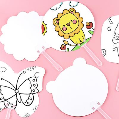 10pcs Round Hand Fan Blank DIY Chinese Hand Fan Stage Performance Hand Fan Wall Decoration For DIY Craft Make Hand Graffiti Fan