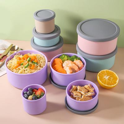 Silikon-Crisper in Lebensmittelqualität, Obst- und Gemüse-Crisper, runde Picknickbox mit Deckel, Mikrowellen-Bento-Lunchbox