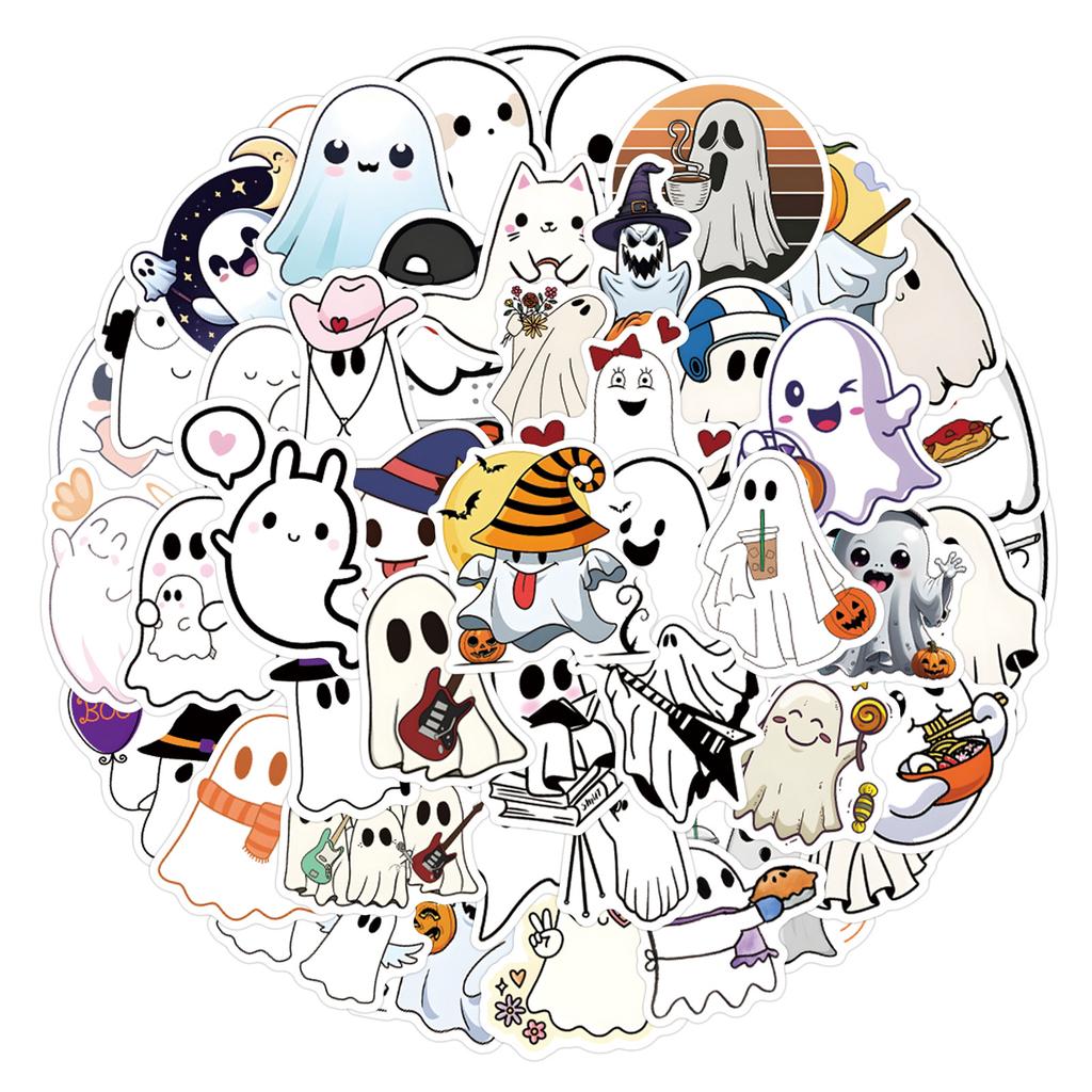 60-120 Cartoon Cute Ghost Ghost Stickers Wind Ghost Assembly Ghost Series Graffiti Stickers