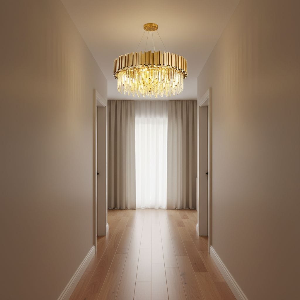 Pipe Organ Crystal Chandelier Brass - 45 cm crystal chandelier in gold brass