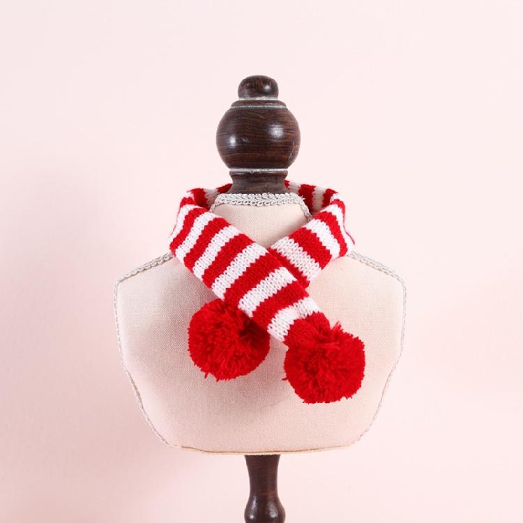 Pet Cats Collar for Christmas Puppy Scarf with Pom-Pom Dog Dress Up Accessori