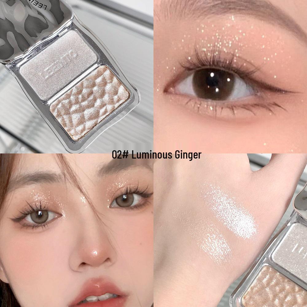 LEEINTO Dream Diamond Dual-Color Highlighter: Girly Brightening, High Pigment, Pearlescent & Matte with Twist-Off Cap.