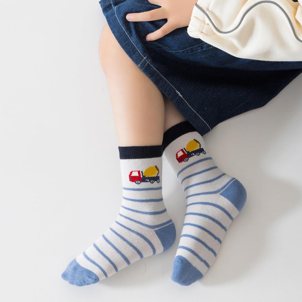 HAYAHARU Cute Stylish Soft Cotton Crew Length Baby Colorful Sneaker Socks for Boys and Perfect for and School and Kindergarten Kids' Socks, 10-Pair
