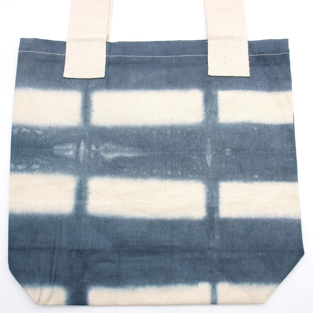 Tote Bag Cotton Tie-Dye Grey Blocks 38x42x12cm