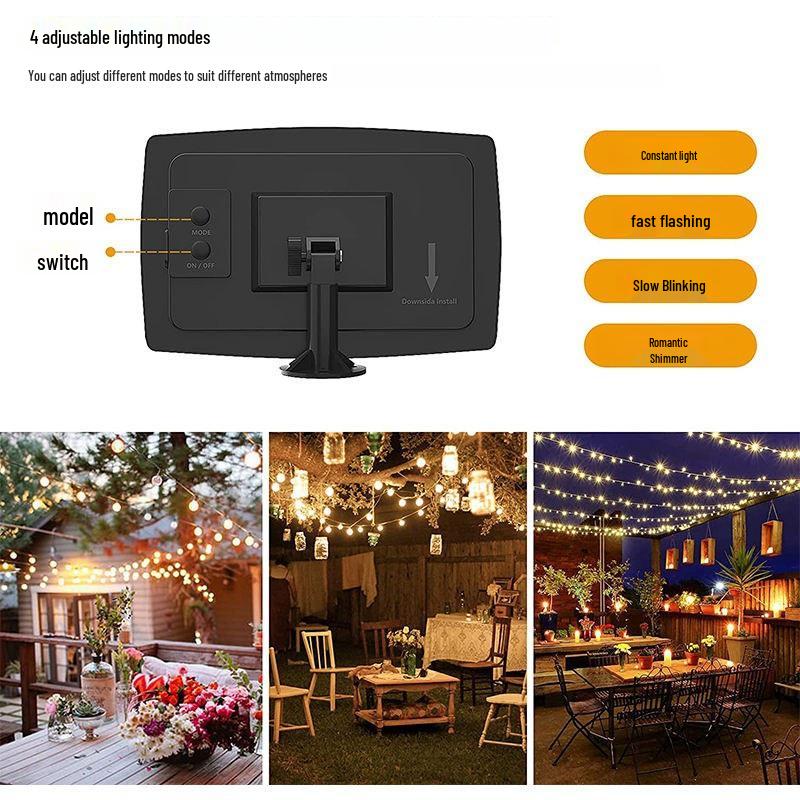 

25 LED G40 Solar String Lights for Outdoor Holiday Party, Home, Camping, and Garden Decor 1.5W Solar 10 Lights [No USB] теплим білим кольором