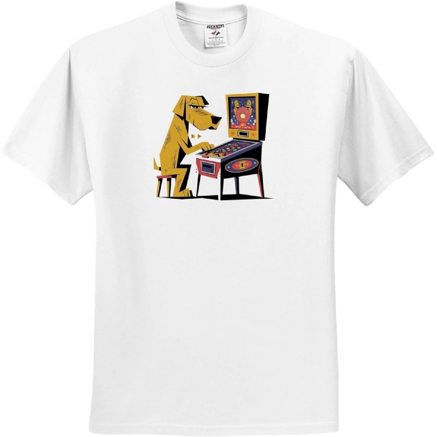 3dRose, Funny Cute Cool Yellow Labrador Retriever Dog Playing Pinball Graffiti, T-Shirt XXXXXL белый