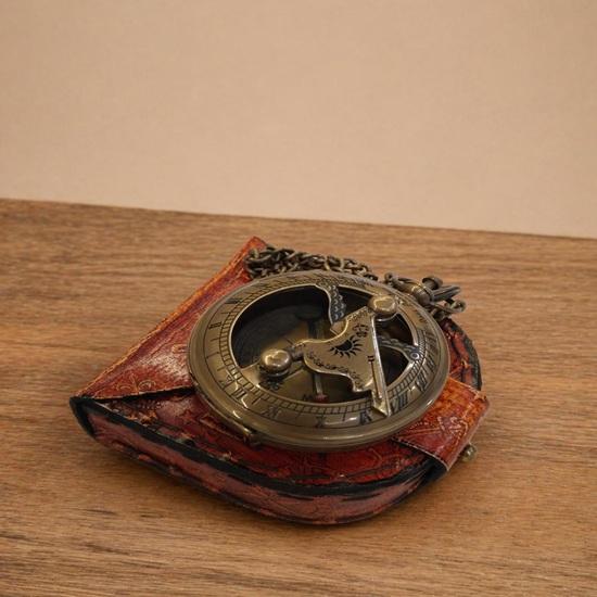 Brass Pocket Compass with Leather Case 5.08 cm Nautical Navigation Tool Handmade Gift Item