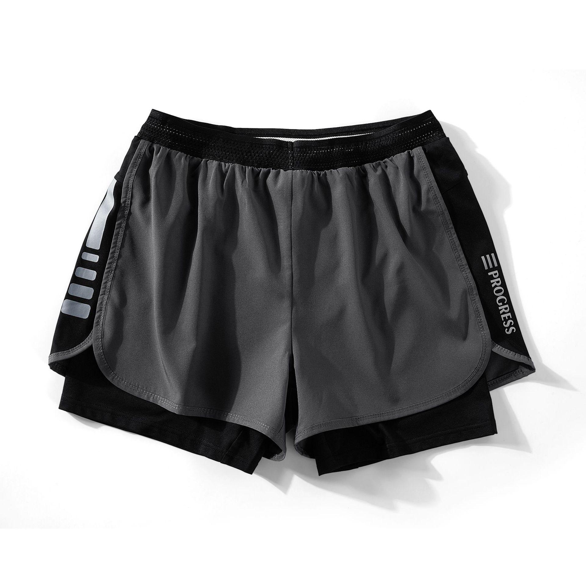 

Мужские двухслойные быстросохнущие шорты для бега в американском стиле - Легкие, дышащие фитнес-шорты для спортзала M серый