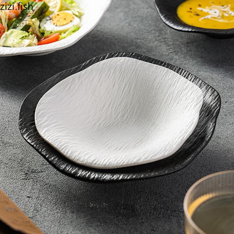 Stenmönstrad Oregelbunden Keramisk Djup Skål Dessertskål Salladsskål Pastaskålar Restaurang Molekylär Gastronomi Specialitet Porslin