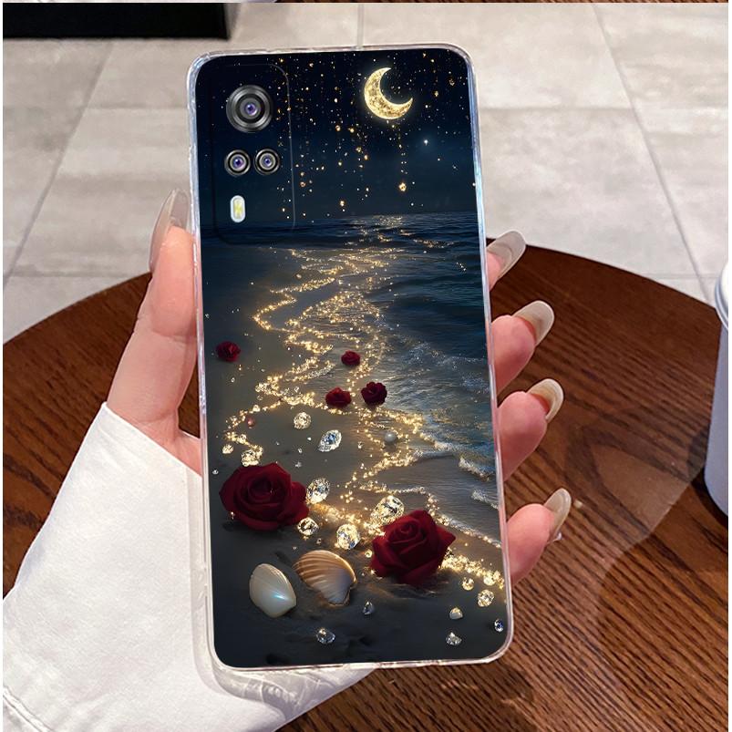 For Vivo Y31 2021 Y51 2020 Y53S Case V2036 V2030 Love Heart Rabbit Slim Clear Soft Silicone Back Cover For Vivo Y 31 Y 51 Casing
