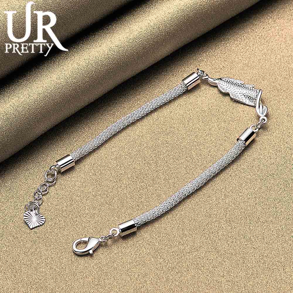 925 Sterling Silver Mesh Snake Heart Chain Bracelet Fashionable Wedding Jewelry