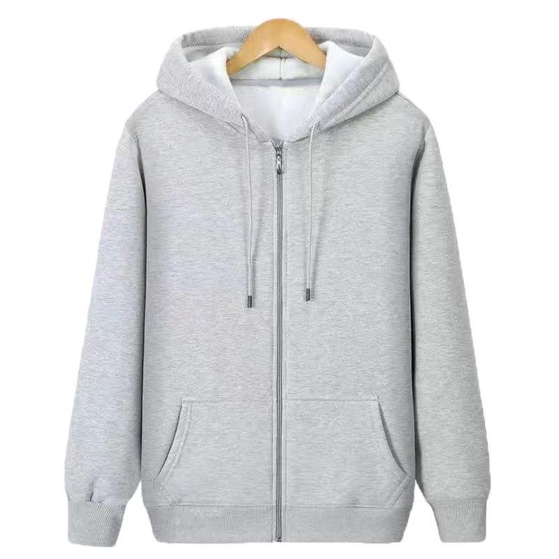 Men's Hong Kong Style Hooded Cardigan Sweatshirt - Autumn/Winter Casual BF Fashion, Solid Color, Loose Fit, Plus Velvet.