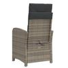 3 Piece Bistro Set with Cushions Grey Poly Rattan