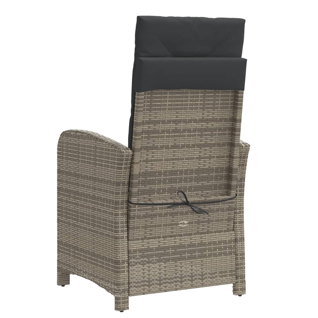 3 Piece Bistro Set with Cushions Grey Poly Rattan
