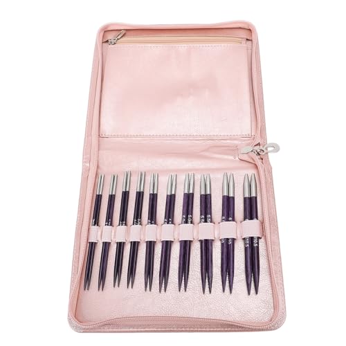 TOPINCN 10-Pair Interchangeable Circular Needles and Cable Kit, 3.0-6.5mm, Knitting Needle Set for Sweaters, Hats, and Socks