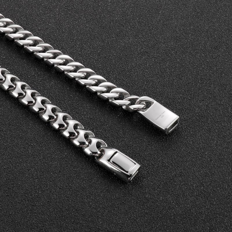 KALEN 9mm Curb Cool High Polished Chain Necklace Bracelet Jewelry Set 316L Stainless Steel