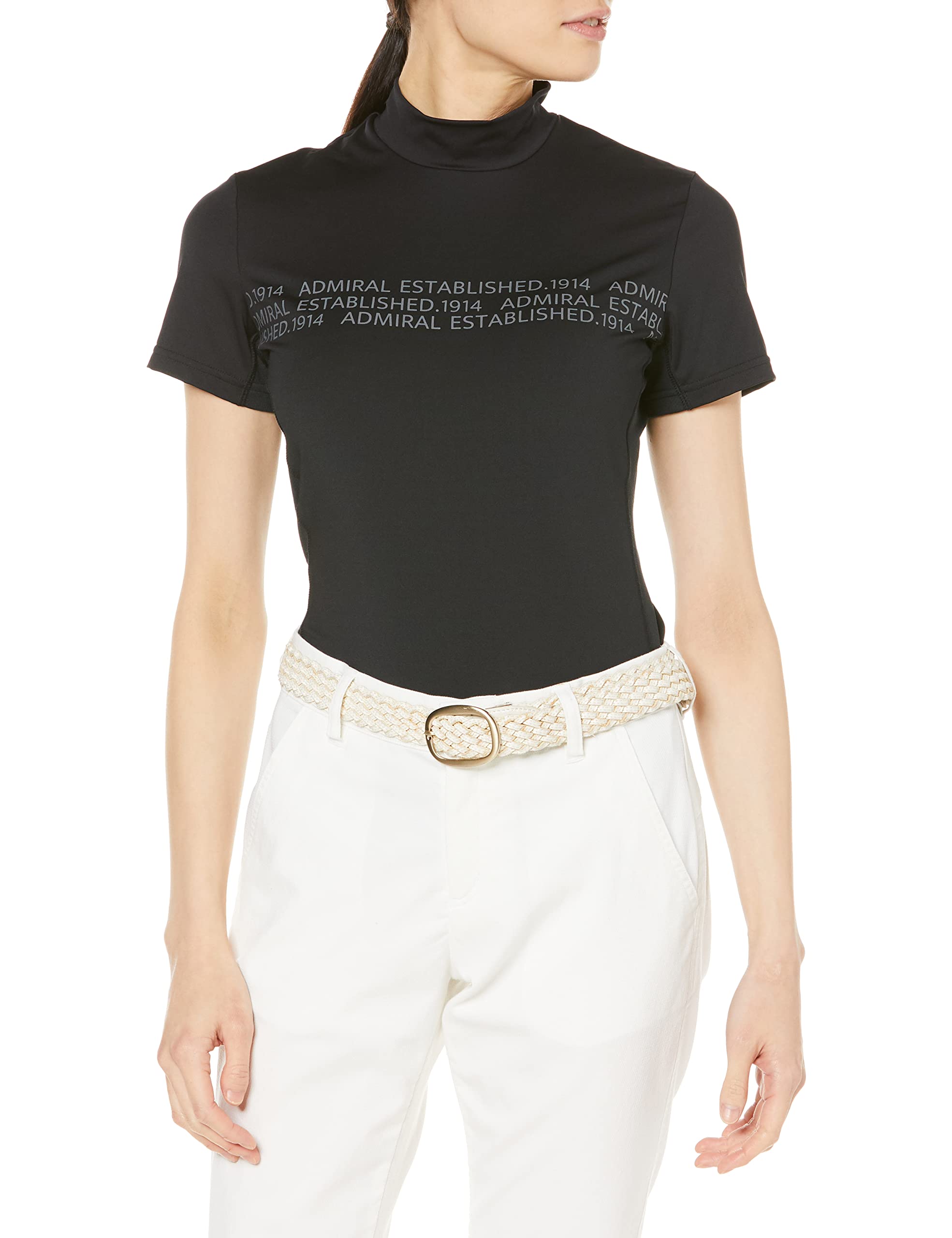 

Женская гольф-рубашка с воротником-стойкой и принтованным логотипом Admiral Golf ADLA243, черная, размер M