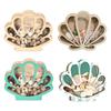 Wooden Shell Display Case Handcrafted Rustic Sea Shell Shadow Box Seashell Shaped Storage Display Box Home Office Desktop Decoration