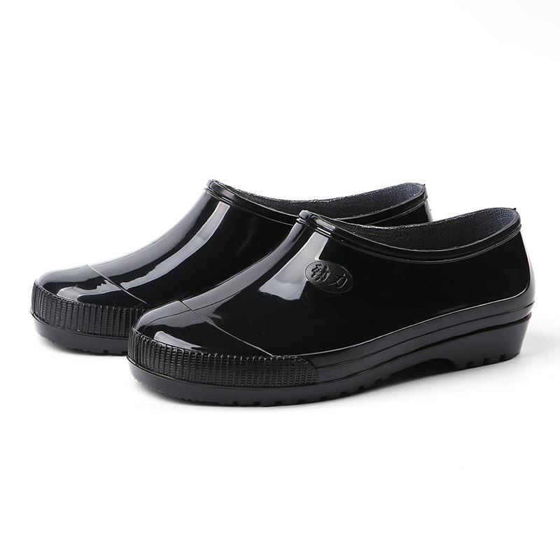 

Black low-top rain shoes men s non-slip kitchen work outdoor shallow mouth water shoes PVC fashion integrated rubber shoes 45