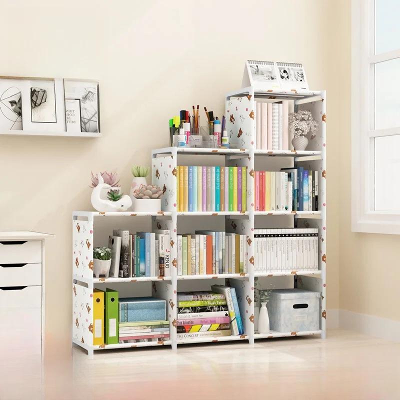 Jednoduchá knihovna Snadná montáž Knihovna Lze přesouvat Dětský regál na drobnosti Domácí nábytek Police na knihy Úložná skříňka Držáky