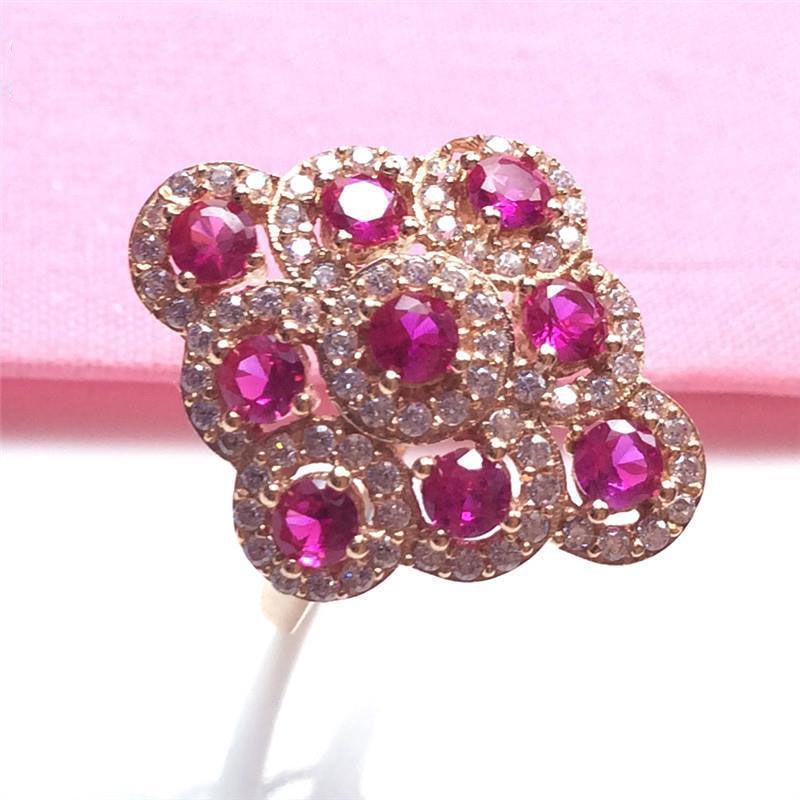 

Russian Purple Gold Rhombus Redstone Ring Wide Version Simple Temperament Luxury Rose Gold Plated Open Ring