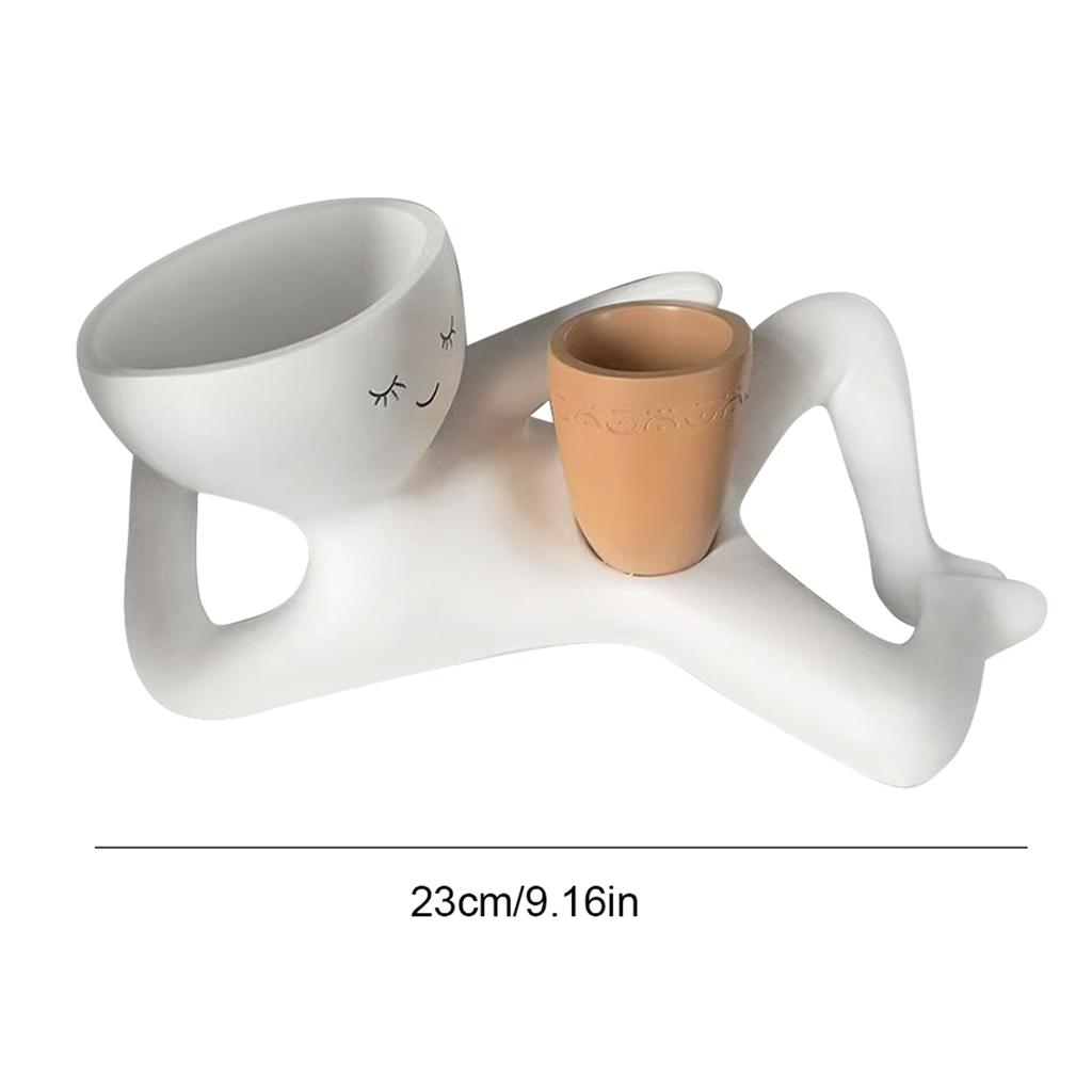 Lazy Guy Planter Resin Unique Lying Down Figure Succulent Pots with Drainage Hole Unique Shape Pot for Home Garden Decor Gifts