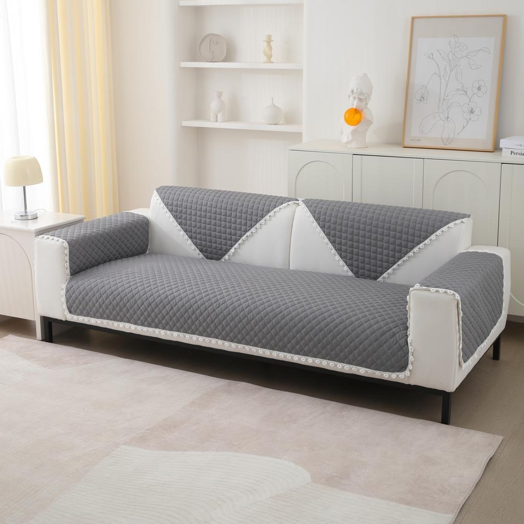 1pc Rhomb Quilted Non-Slip Sofa Cushion Cover, Slipcovers Protect your Living Room Couch Soft and Durable