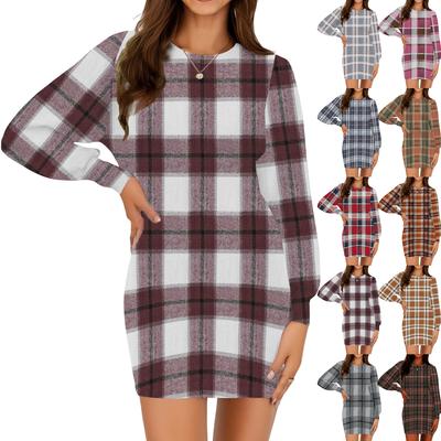 Women's Fashion Casual Round Neck Long-Sleeve Dress