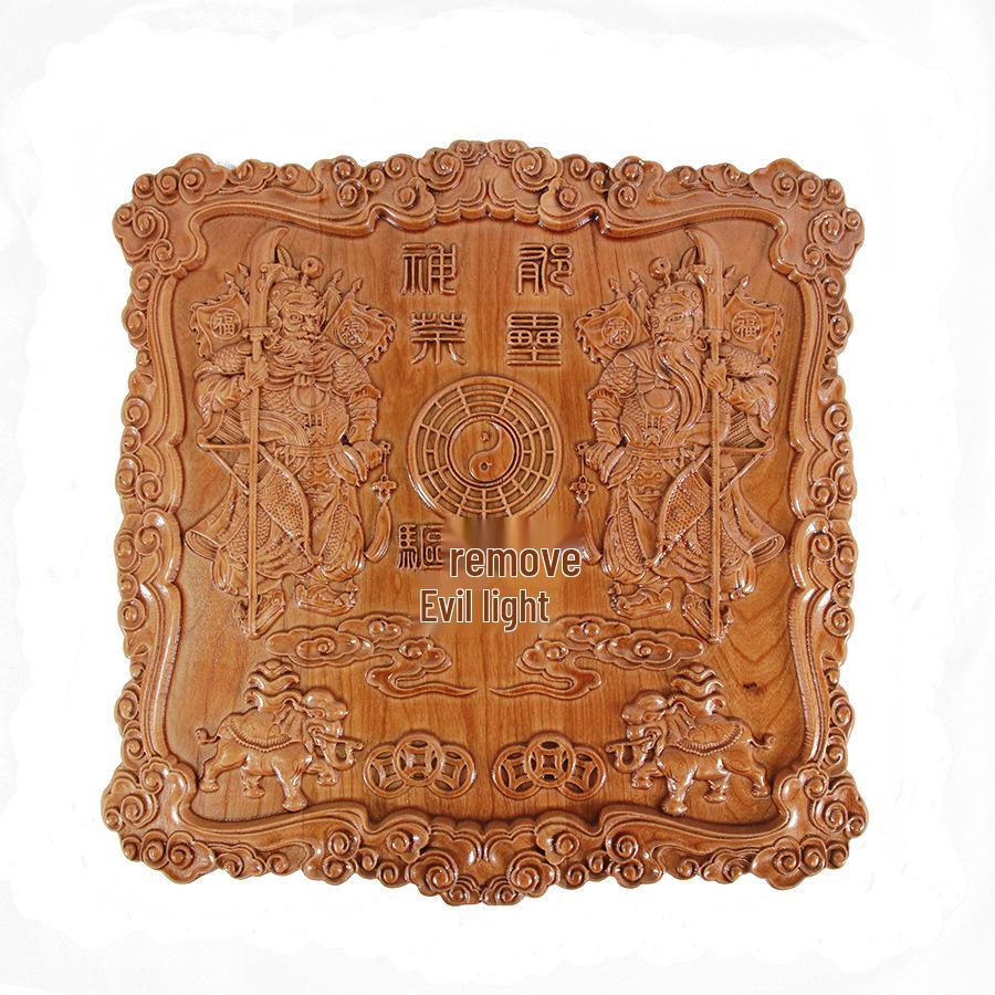 Peach Wood Door Gods Carving Pendant Ornament - Shen Tu Yu Lei Home Decoration Handicraft
