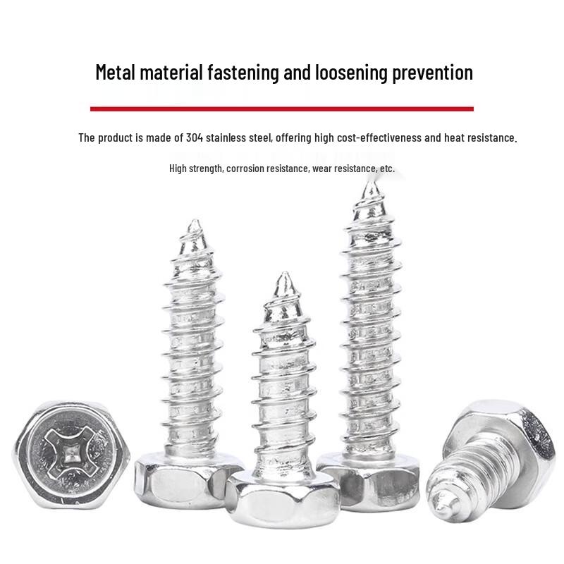 GUWANJI 304 Stainless Steel Cross Recessed Hex Head Self-Tapping Wood Screws