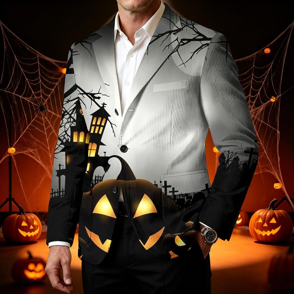 Herren Corduroy Business Casual mit Halloween-Print für Partys und den täglichen Gebrauch