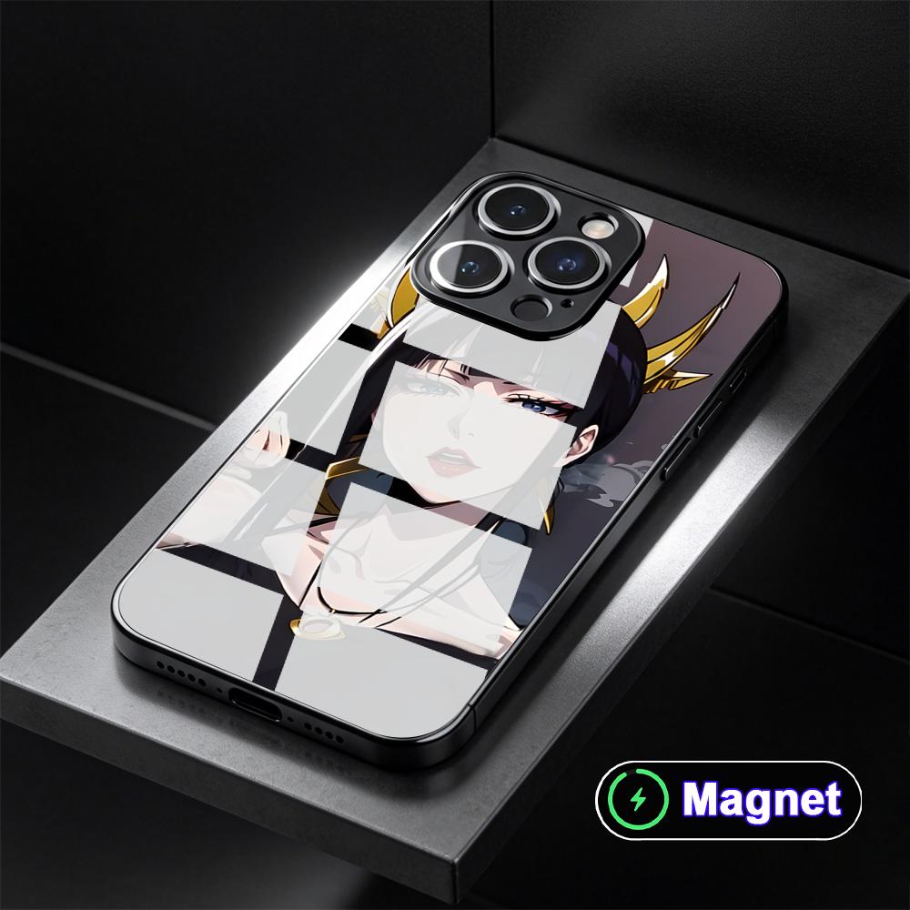 

Senjumaru Shutara Glass Magnet Mobile Phone Case for iPhone 17 16 15 14 13 12 11 Air Pro Max Plus Mini Colorful Cover iPhone 16 Plus