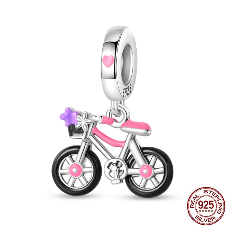 

925 Silver Car Bicycle Romantic Travel Charms Fit Bracelets DIY Jewelry Making For Women Gift