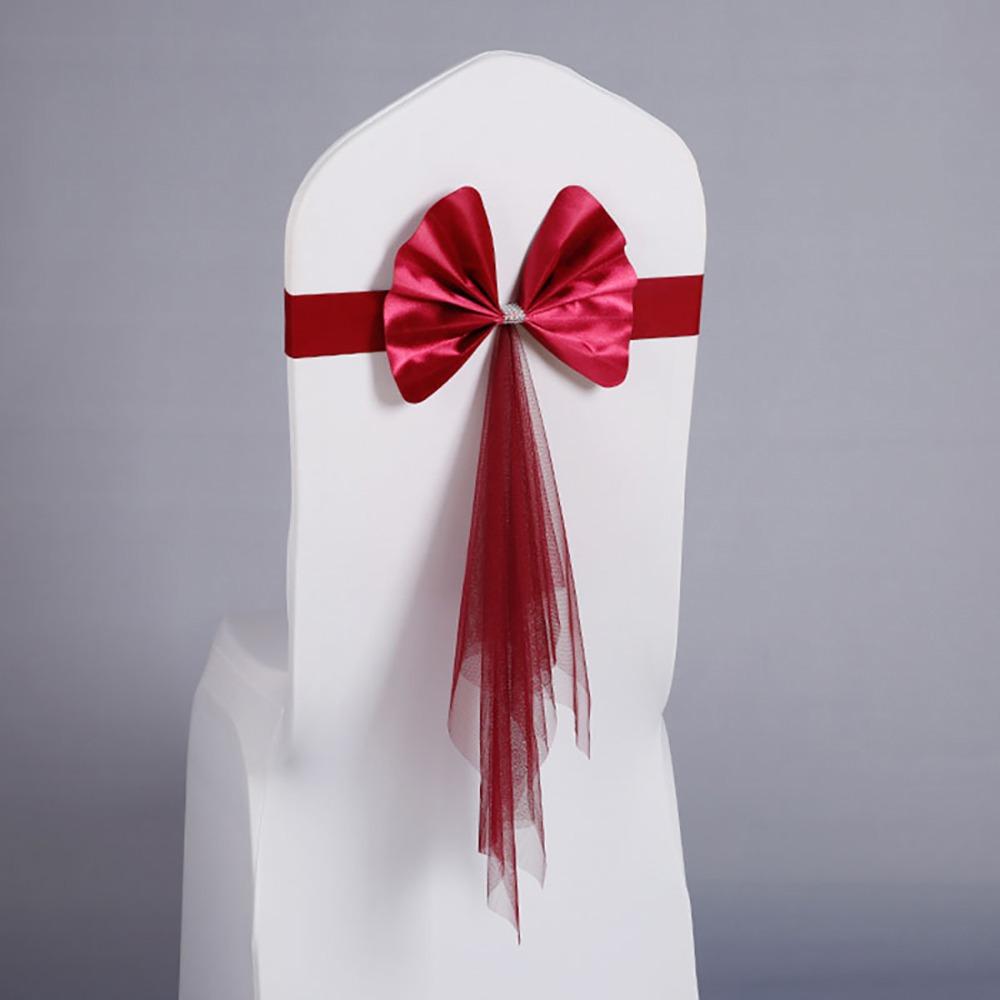 1Pcs Multi Color Chair Bandage Bowknot with Elastic Band Chair Sash Decoration Bow Knot Tie Wedding Chair Ribbon