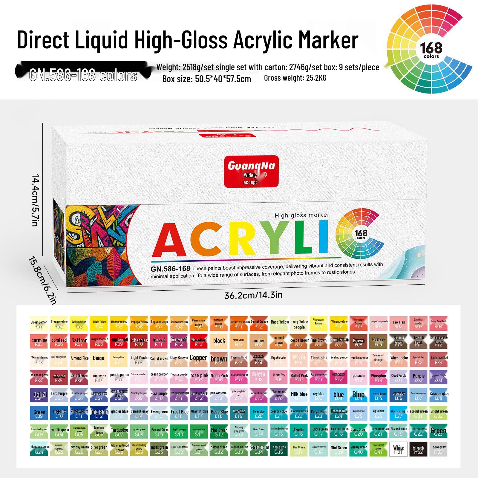 

Акриловый маркер Guangna 586 с высоким глянцем, большой емкости, не растекающийся и допускающий наслоение для рисования своими руками