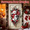 Christmas Tree Christmas Snowman Wreath with Scarf for Front Porch Indoor Outdoor Holiday Decor Festive Decor